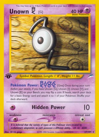 Unown [G] 27/113 from Neo Destiny