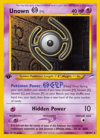 Unown [H] 28/113 from Neo Destiny