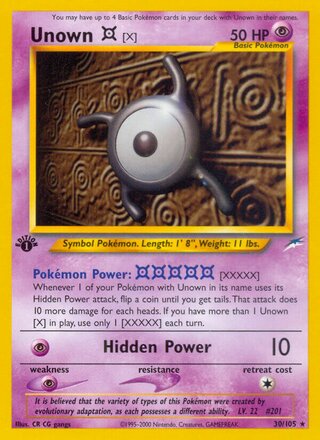 Unown [X] 30/113 from Neo Destiny