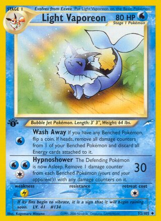 Light Vaporeon 52/113 from Neo Destiny
