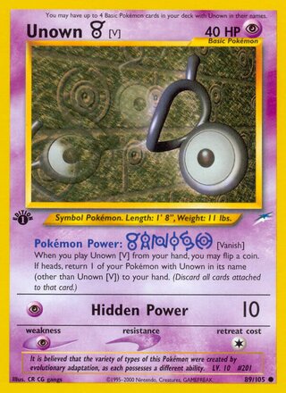 Unown [V] 89/113 from Neo Destiny