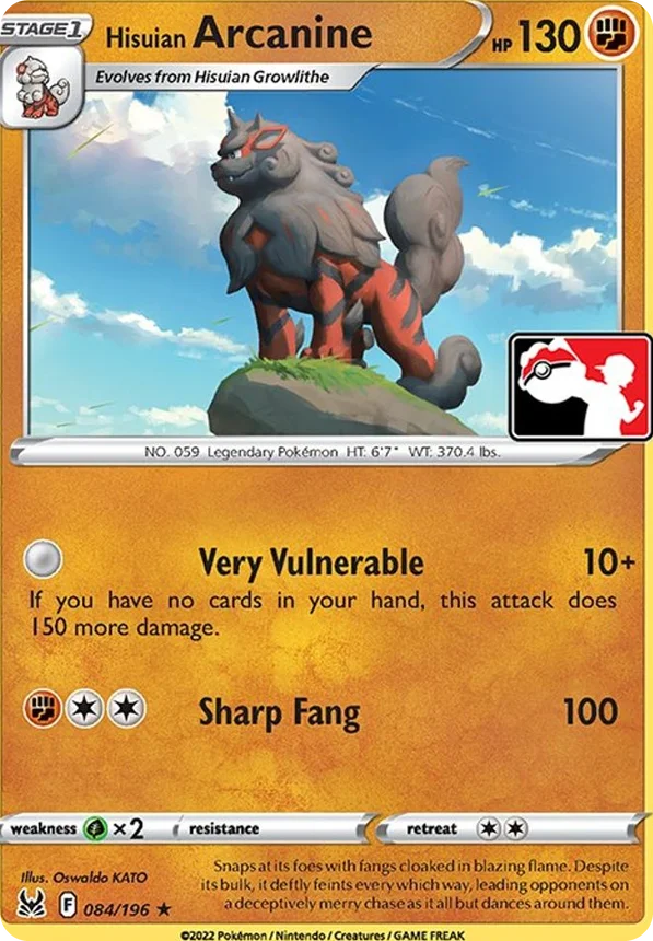 Hisuian Arcanine 84/163 from Play! Pokémon Prize Pack Series Three