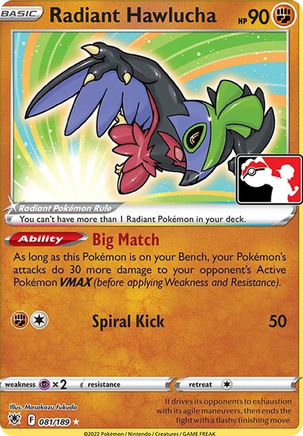 Radiant Hawlucha 117/163 from Play! Pokémon Prize Pack Series Three