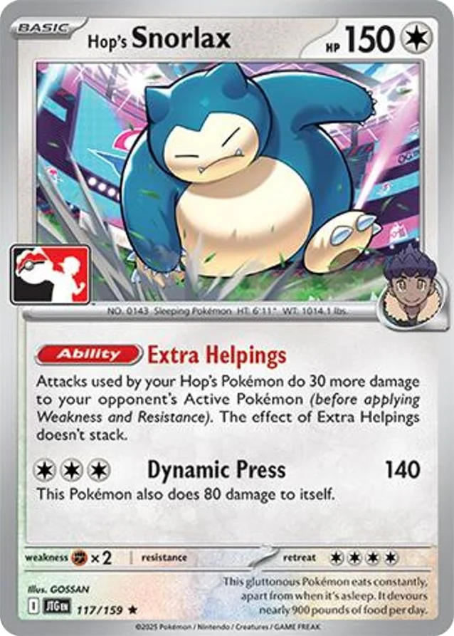 Hop's Snorlax 12/96 from Play! Pokémon Prize Pack Series Seven