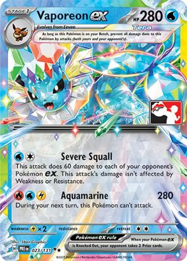 Vaporeon ex 26/96 from Play! Pokémon Prize Pack Series Seven