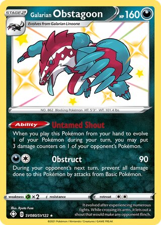Galarian Obstagoon 80/122 from Shining Fates (Shiny Vault)