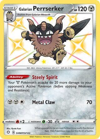 Galarian Perrserker 87/122 from Shining Fates (Shiny Vault)