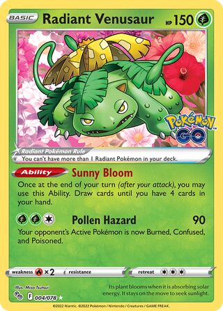 Radiant Venusaur 4/88 from Pokémon GO