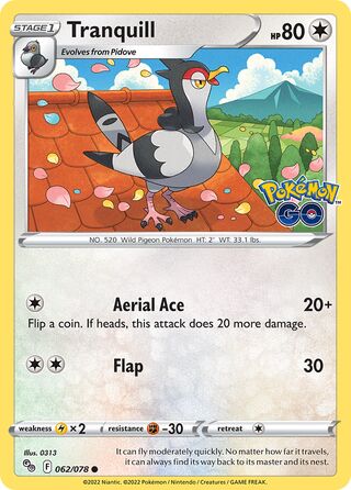 Tranquill 62/88 from Pokémon GO