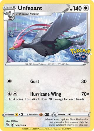 Unfezant 63/88 from Pokémon GO