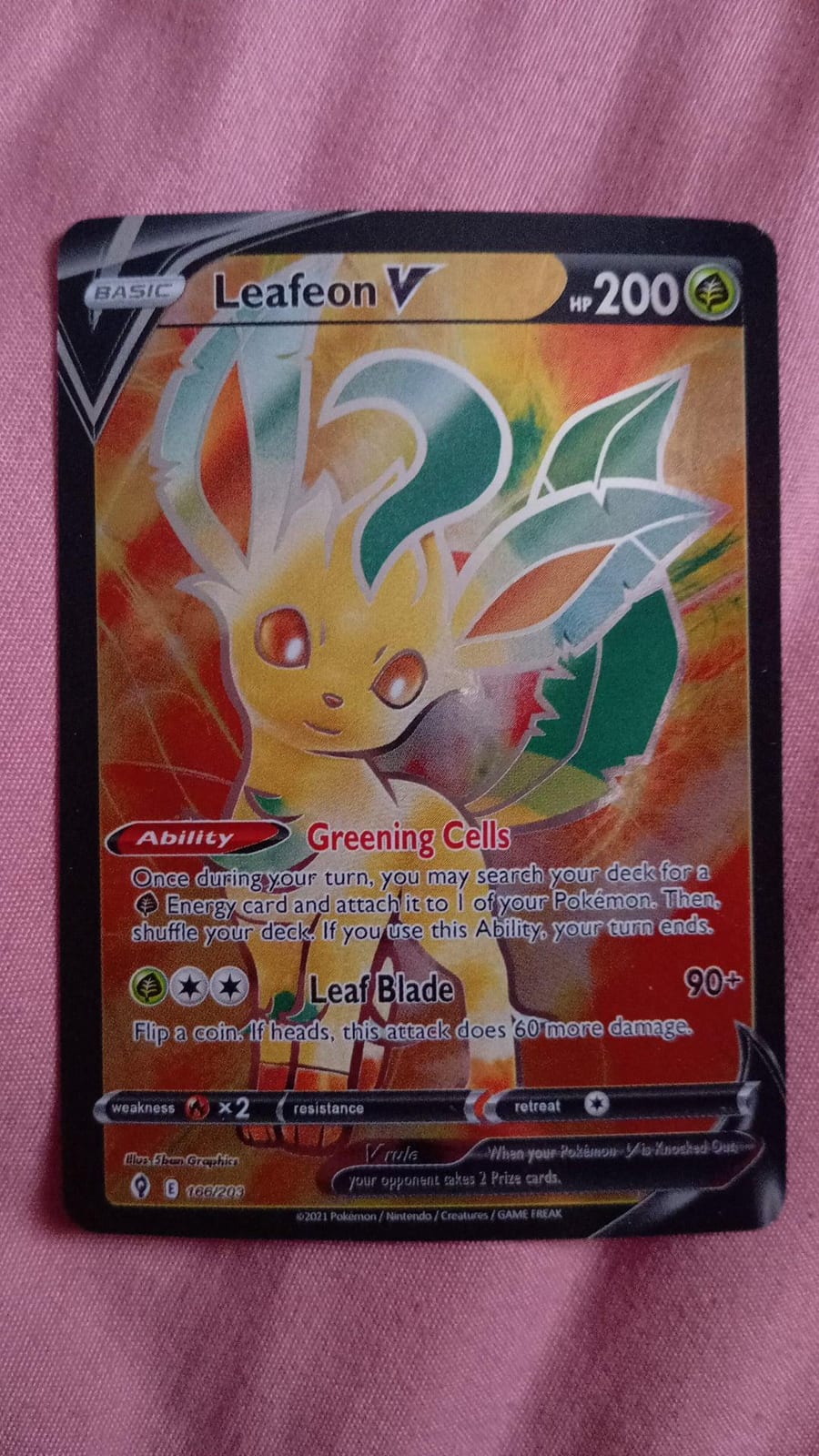 Carta Pokémon Leafeon V Full Art (Evolving Skies) 166/203