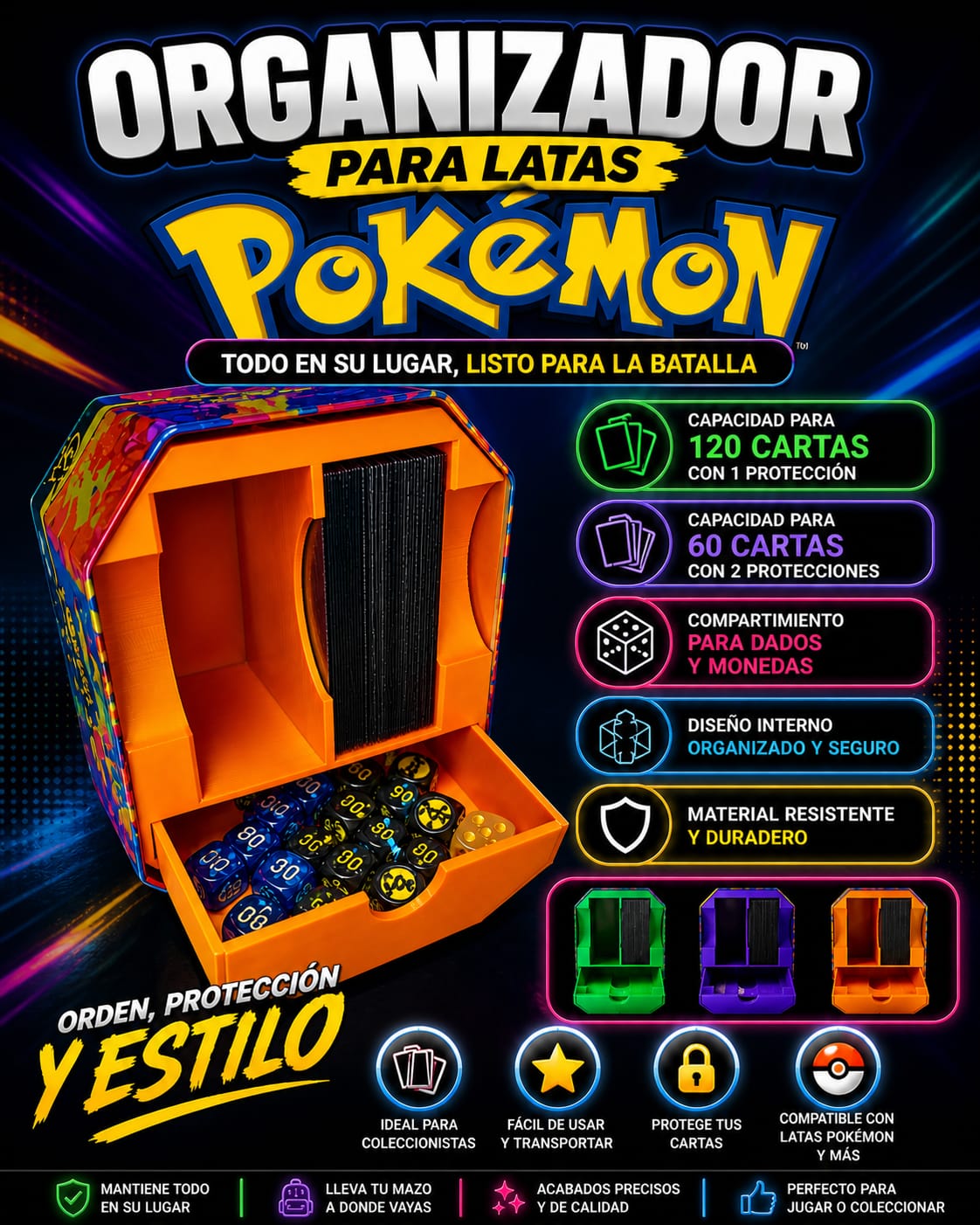 Organizador lata Pokémon 