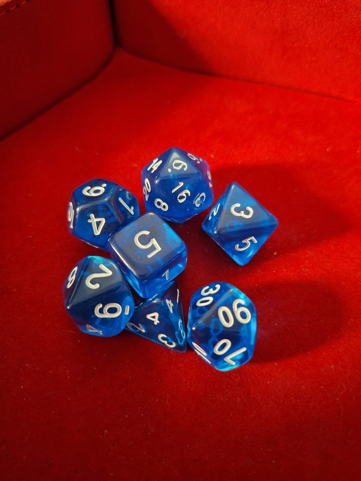 Set de Dados Azules Transparentes