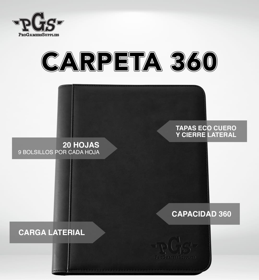 Carpeta Cuero PGS Con Cierre 360 Cartas - 9 Bolsillos Pokémon