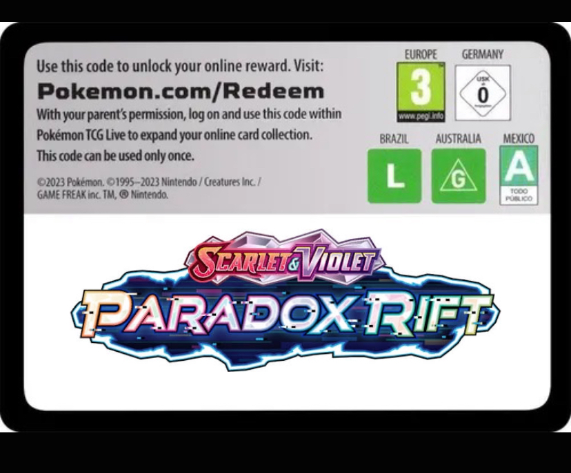 Código TCG Live - Scarlet & Violet— Paradox Rift