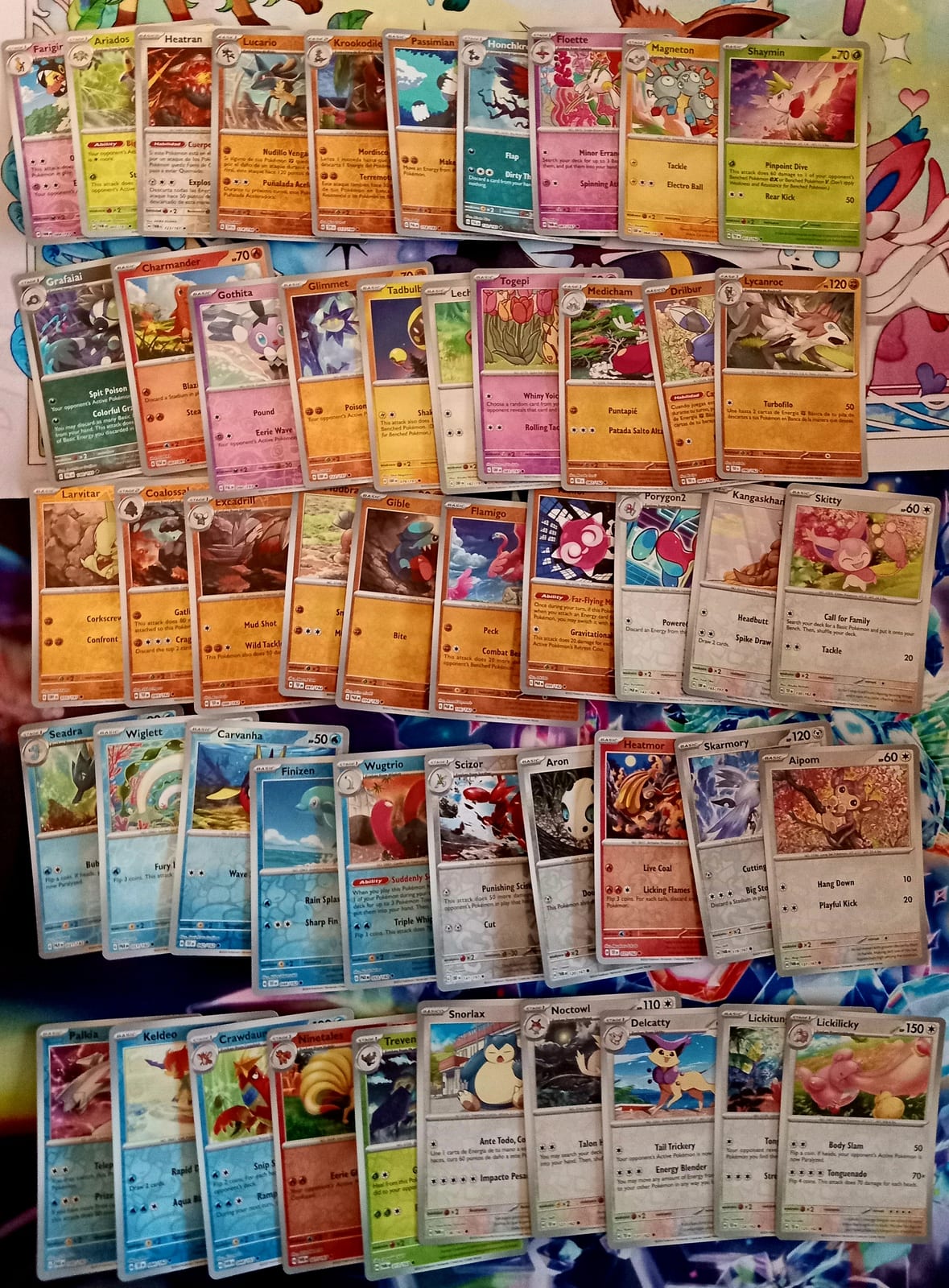 Pack lote 50 cartas reverse ediciones al azar español e ingles