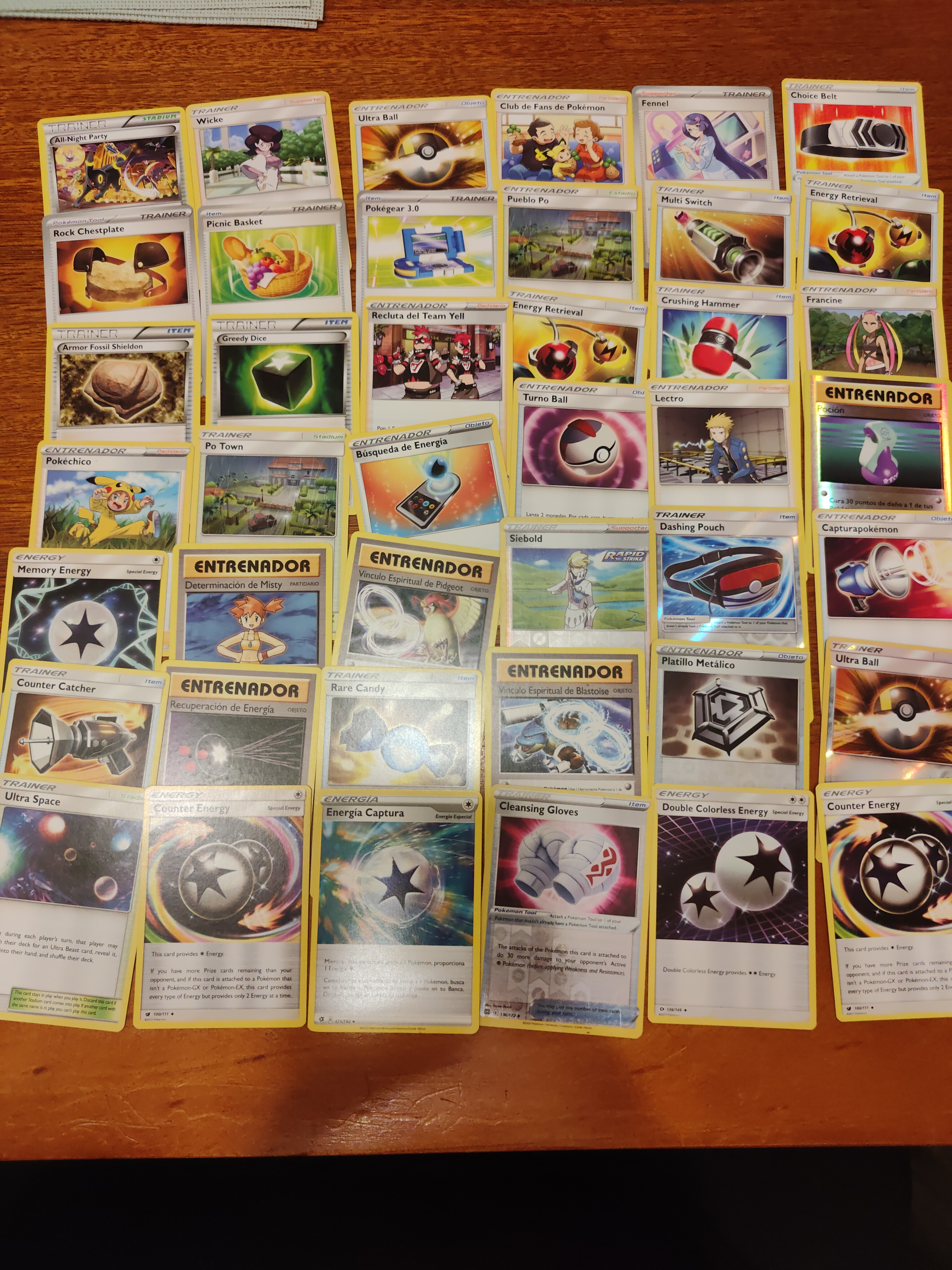 Lote Cartas Pokémon entrenadores 75 cartas