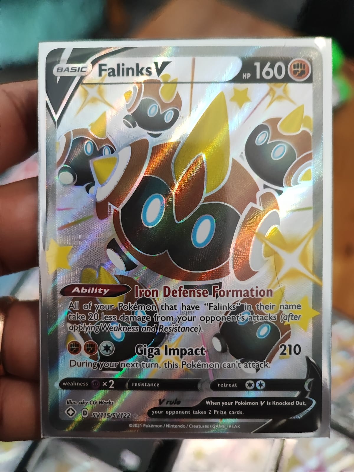 Pokémon Carta Falinks V Brillante (SV115/SV122) | Full Art Shiny De Brilliant Stars Para Coleccionistas