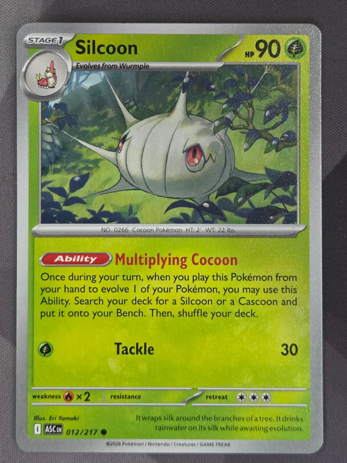 silcoon pokemon card value ASC 012/217 - Love Ball Reverse Uncommon Card Type Pokemon Card GameWurmple, Silcoon, Cascoon