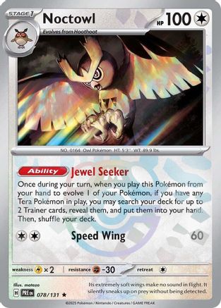 Noctowl (Master Ball Pattern) 078/131 - SV Prismatic Evolutions Holofoil