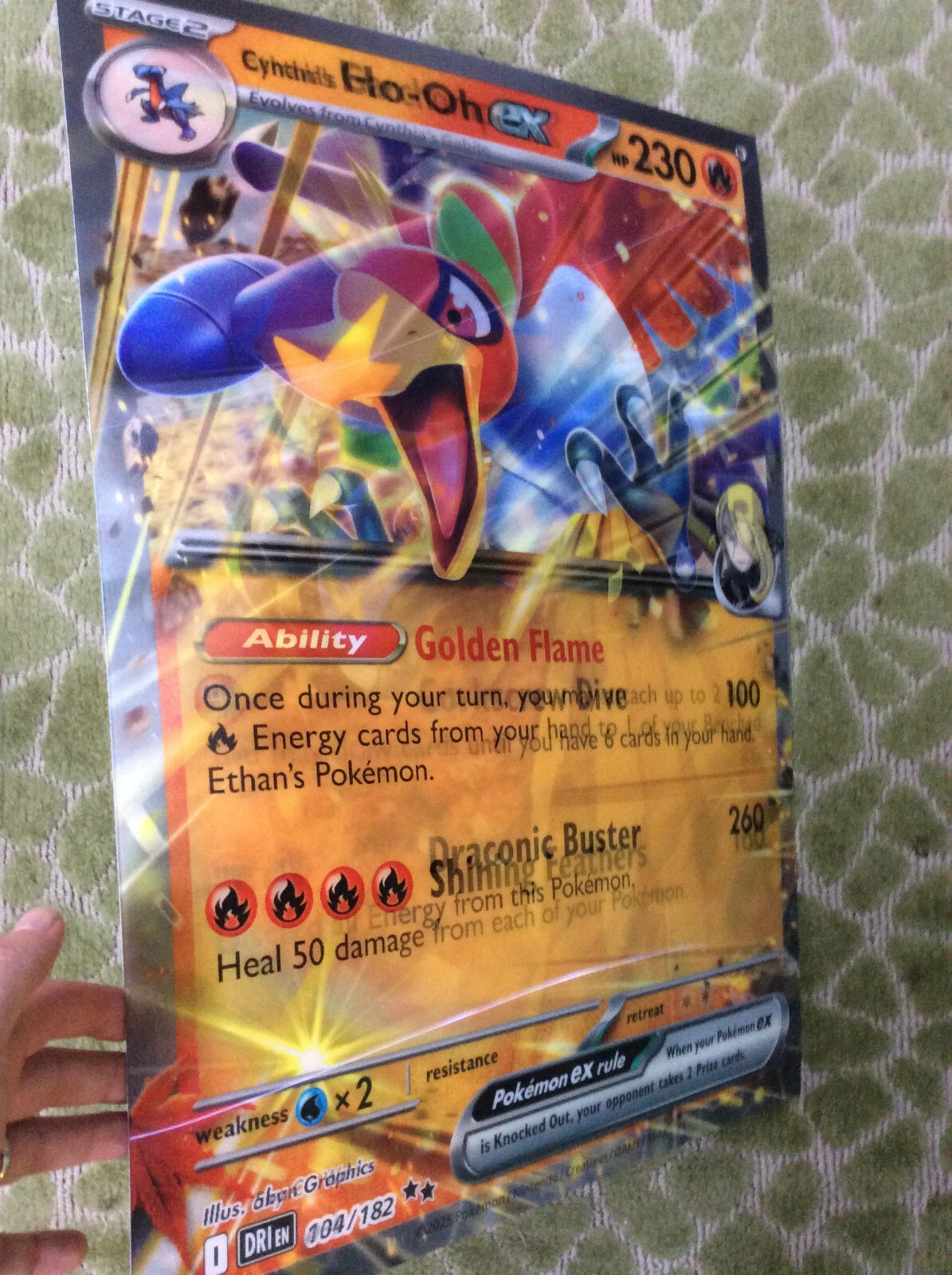 POKEMON DESTINED RIVALS 17X24 CYNTHIA'S GARCHAMP ETHAN'S HO-OH LENTICULAR PROMO