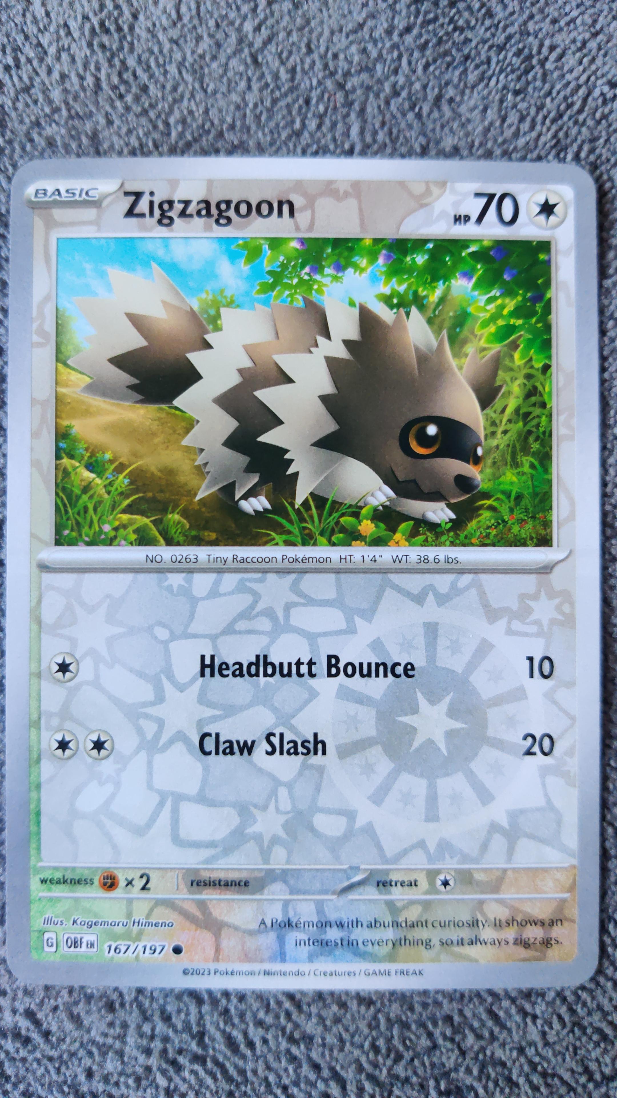 zigzagoon pokemon card value Galarian Zigzagoon 159/264 SWSH Fusion Strike Reverse Holo Common Poke   Kawaii Collector