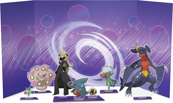 Lámina de figuras acrílicas de Cynthia y Garchomp