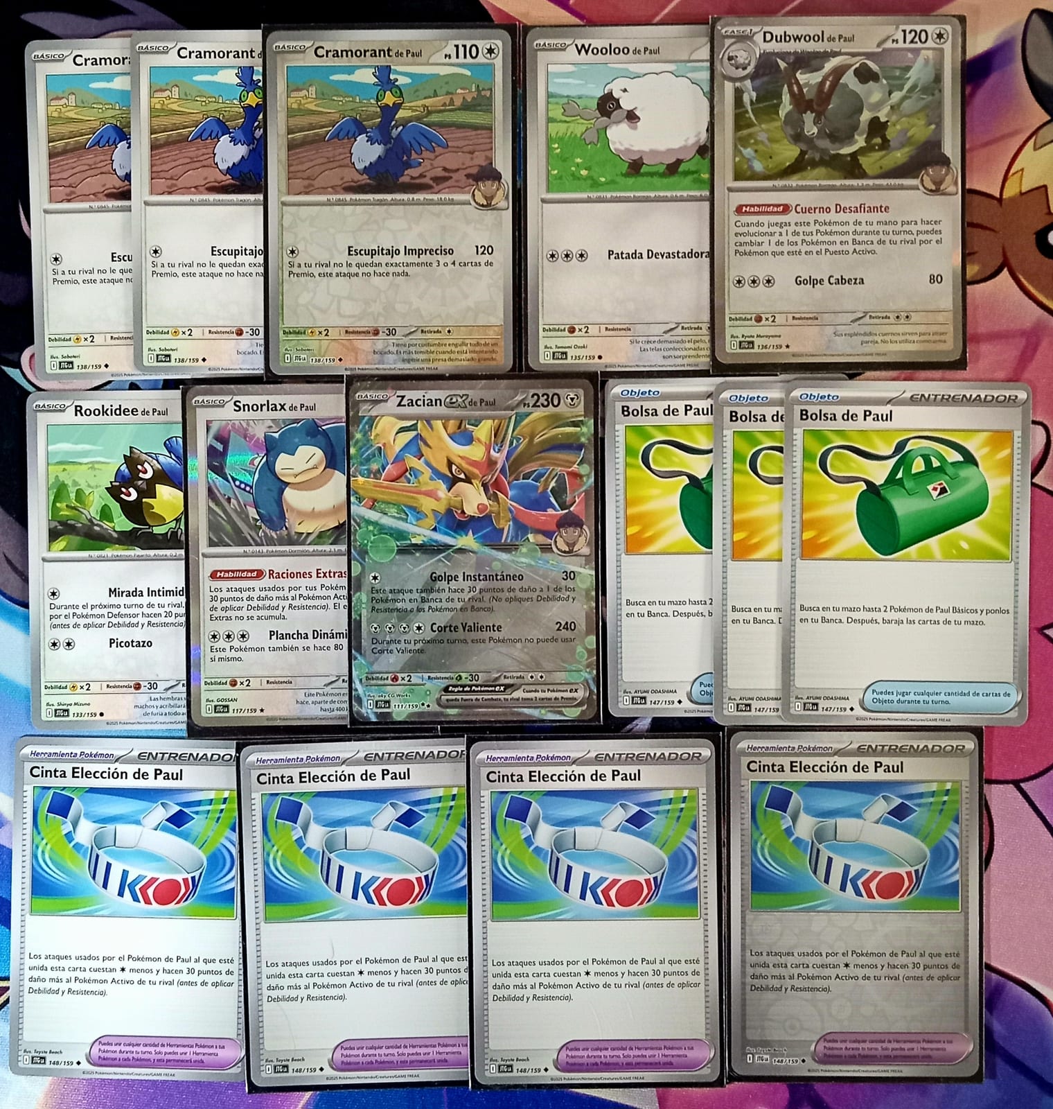 Pack 15 cartas zacian ex de paul español