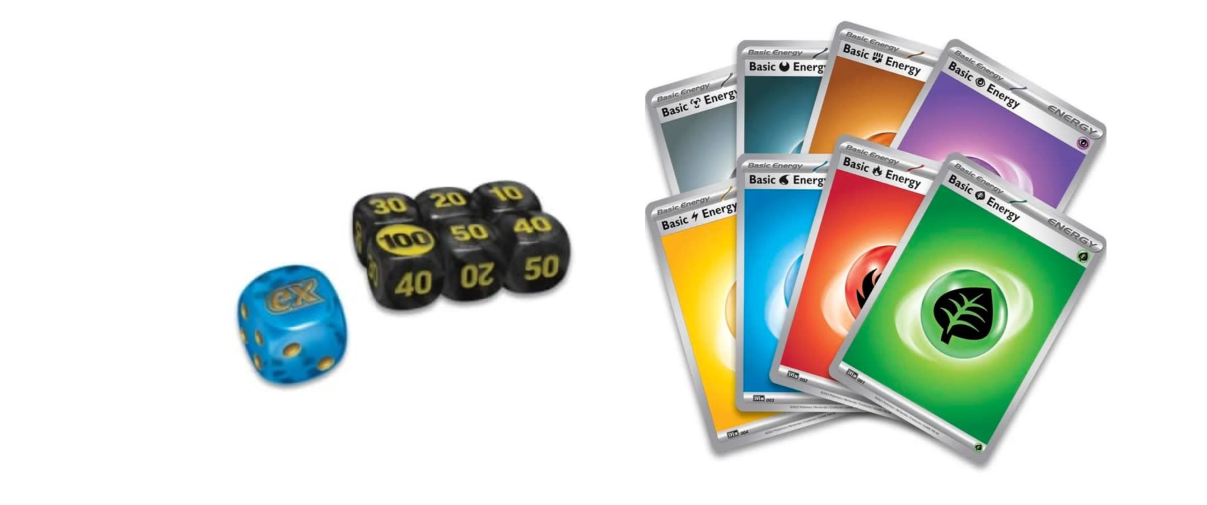 Set Pokémon 40 Energías Básicas (Inglés) + Dados al azar
