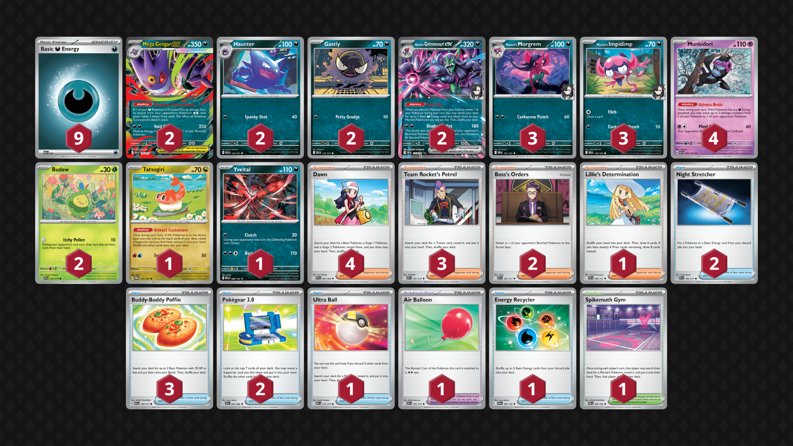Baraja Grimmsnarl Ex y Mega Gengar Ex