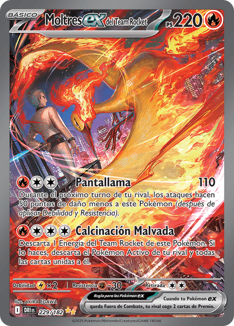 Moltres EX del Equipo Rocket's SV10: Destinos Rivales 229/182 ilustración especial raro