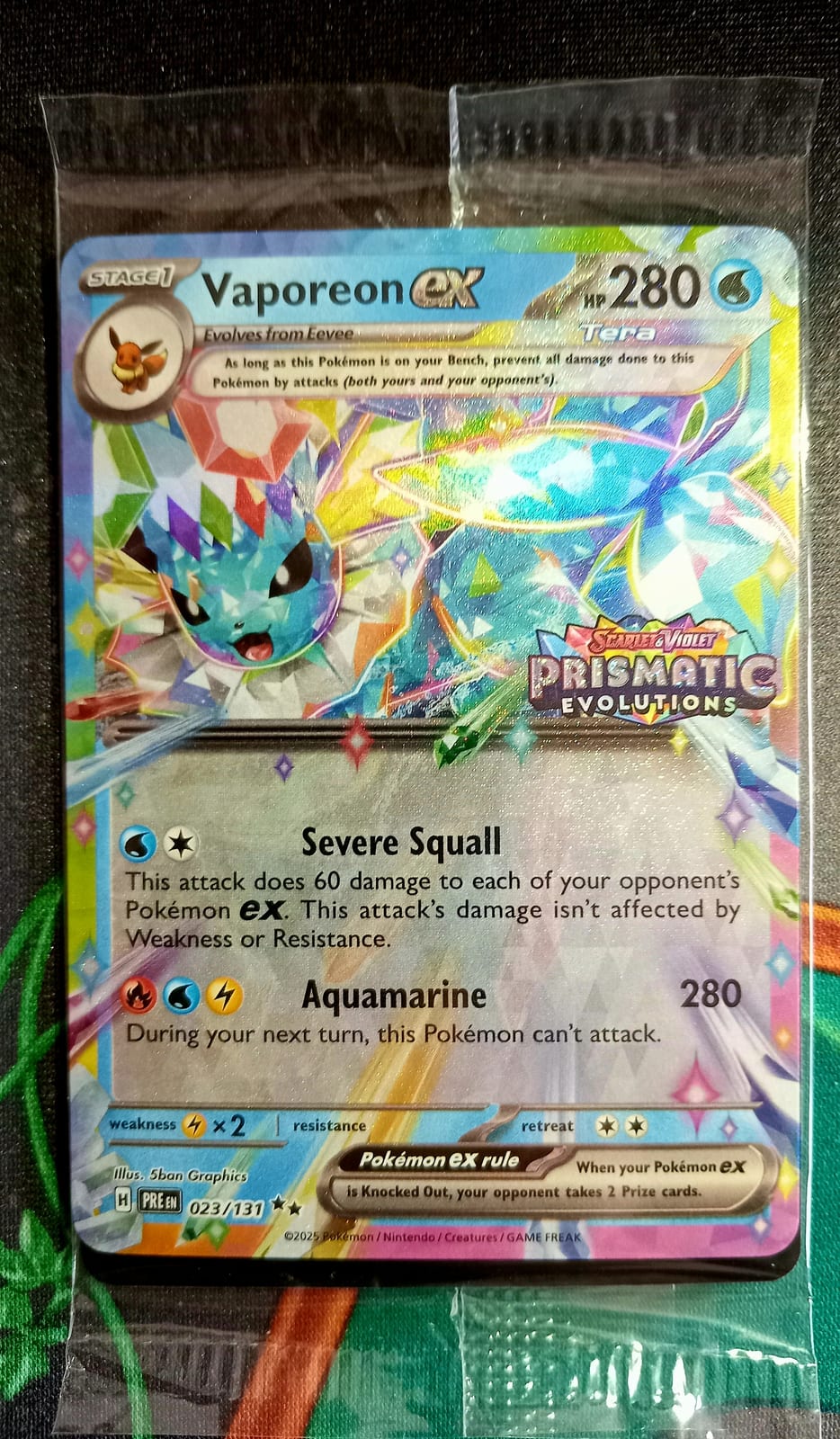 Vaporeon ex prismatic evolutions stamp ingles promo surprise box