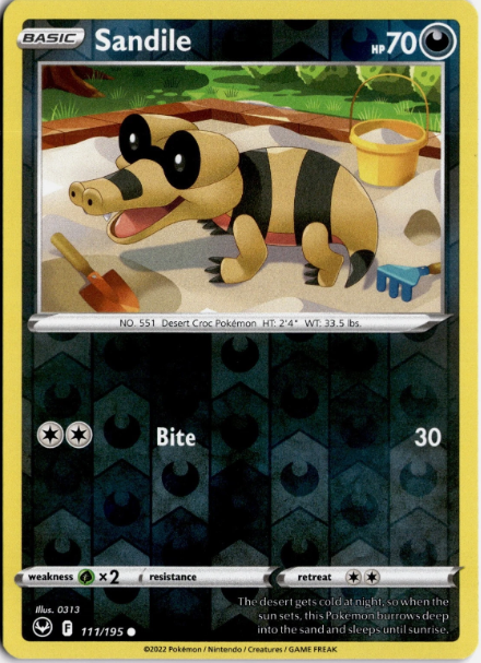 sandile #111 Pokemon Astral Radiance