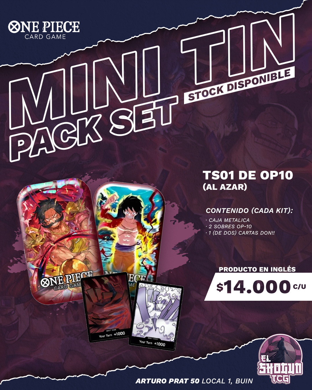 One Piece TCG: Mini Tin Pack Set – TS01 De OP10 (AL AZAR)