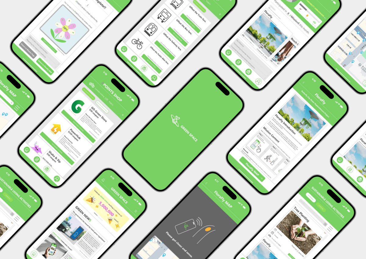 《GREEN SPACE》全民永續app。整合永續資訊與綠色行動任務,民眾參與可累積積分,兌換大眾運輸里程。
