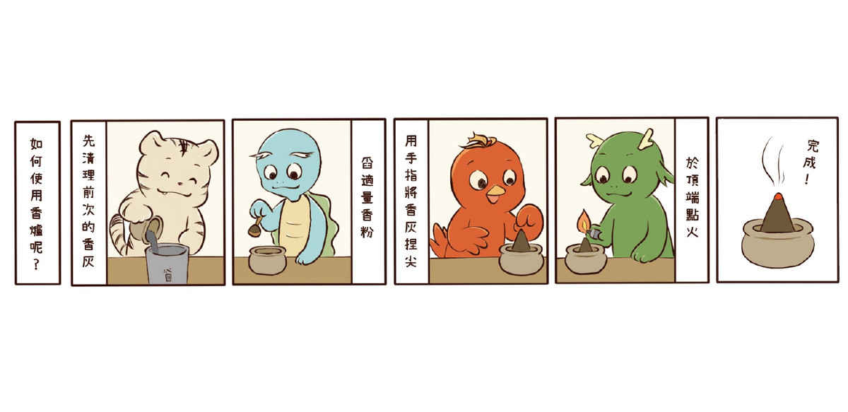此圖為神獸開鍋香爐使用說明。
