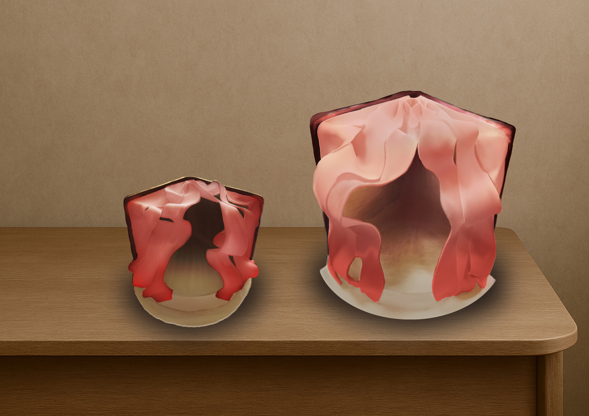 書本以舞台形式展開，書頁如布幕般柔軟流動。