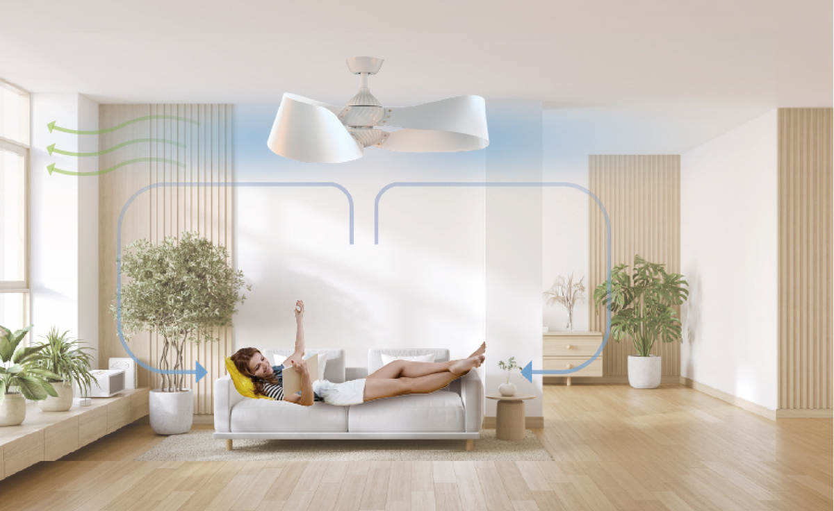 舒眠模式：側吹氣流，促進對流與室內外空氣交換。