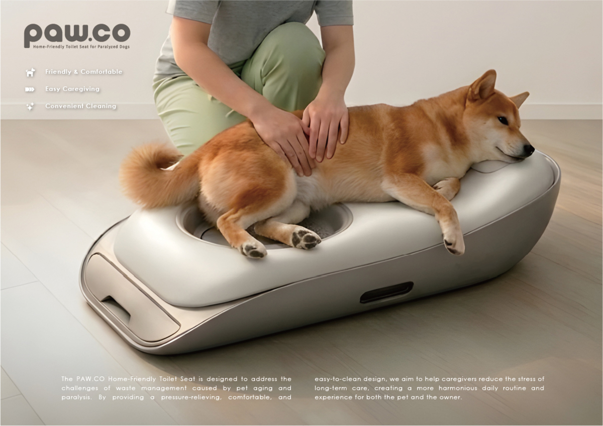 緩解癱瘓犬照顧壓力的居家友善排泄座。
