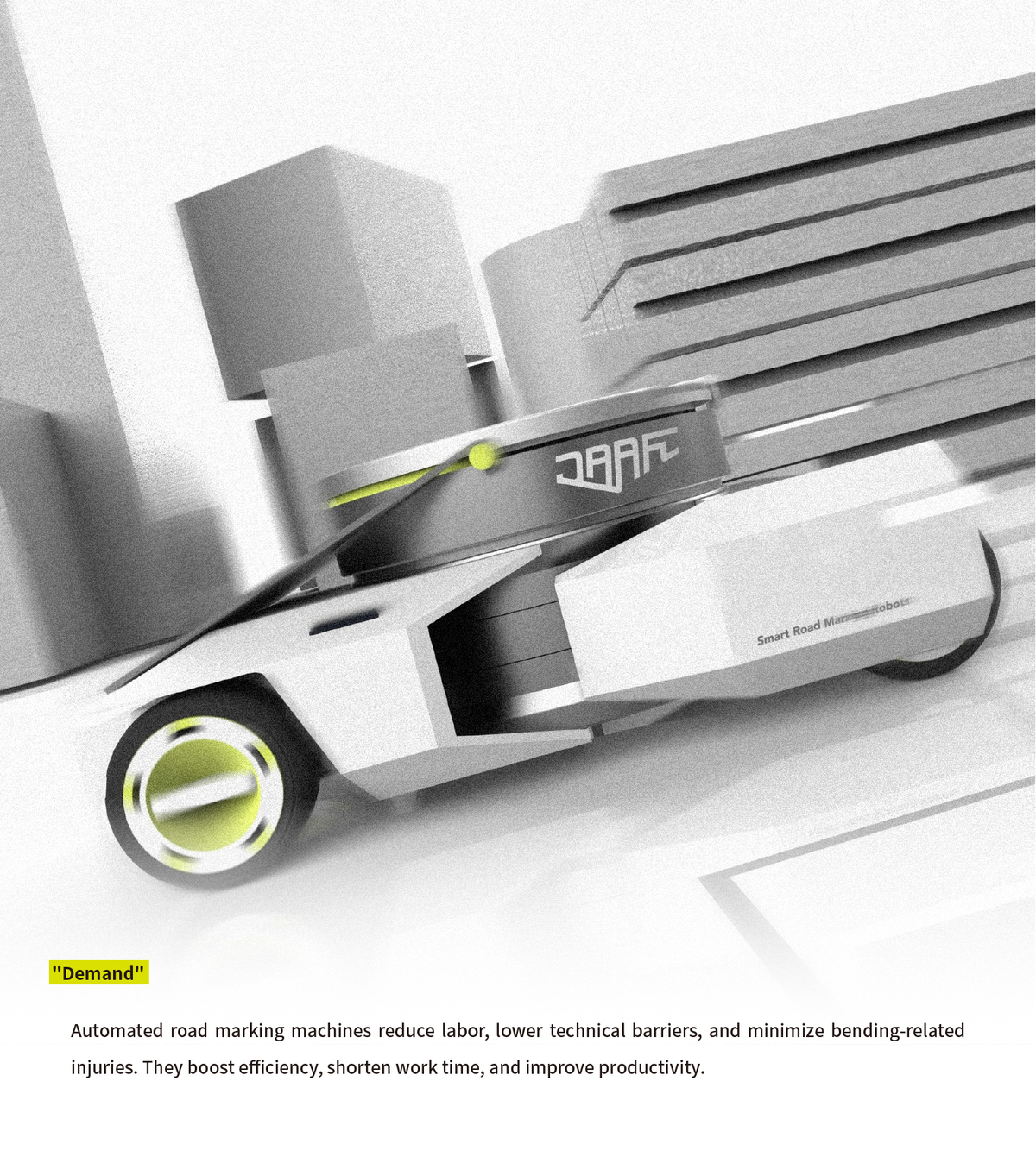 Automated road marking machines reduce labor, lower technical barriers, and minimize bending-related injuries. They boost efficiency, shorten work time, and improve productivity.