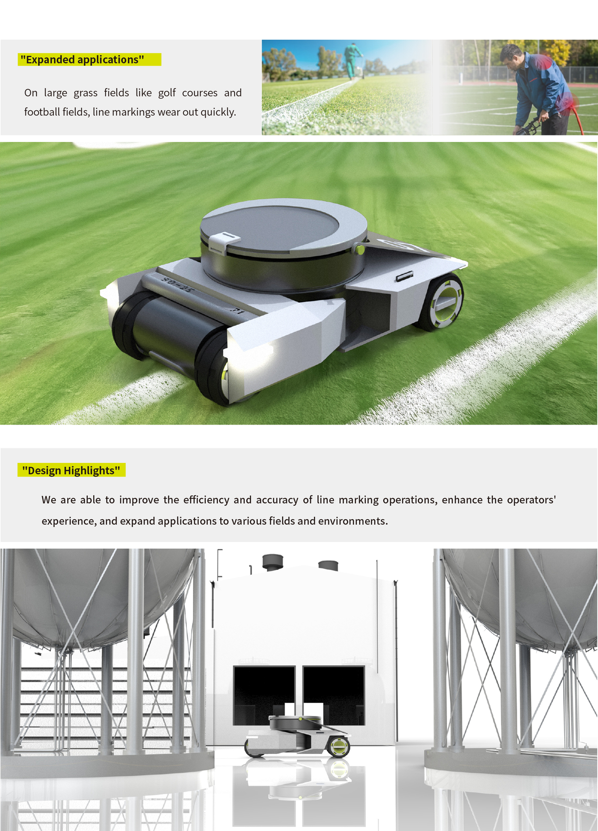 On large grass fields like golf courses and football fields, line markings wear out quickly.