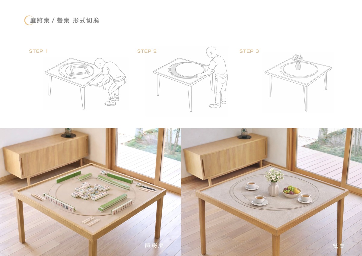 Mahjong table / dining table format switching