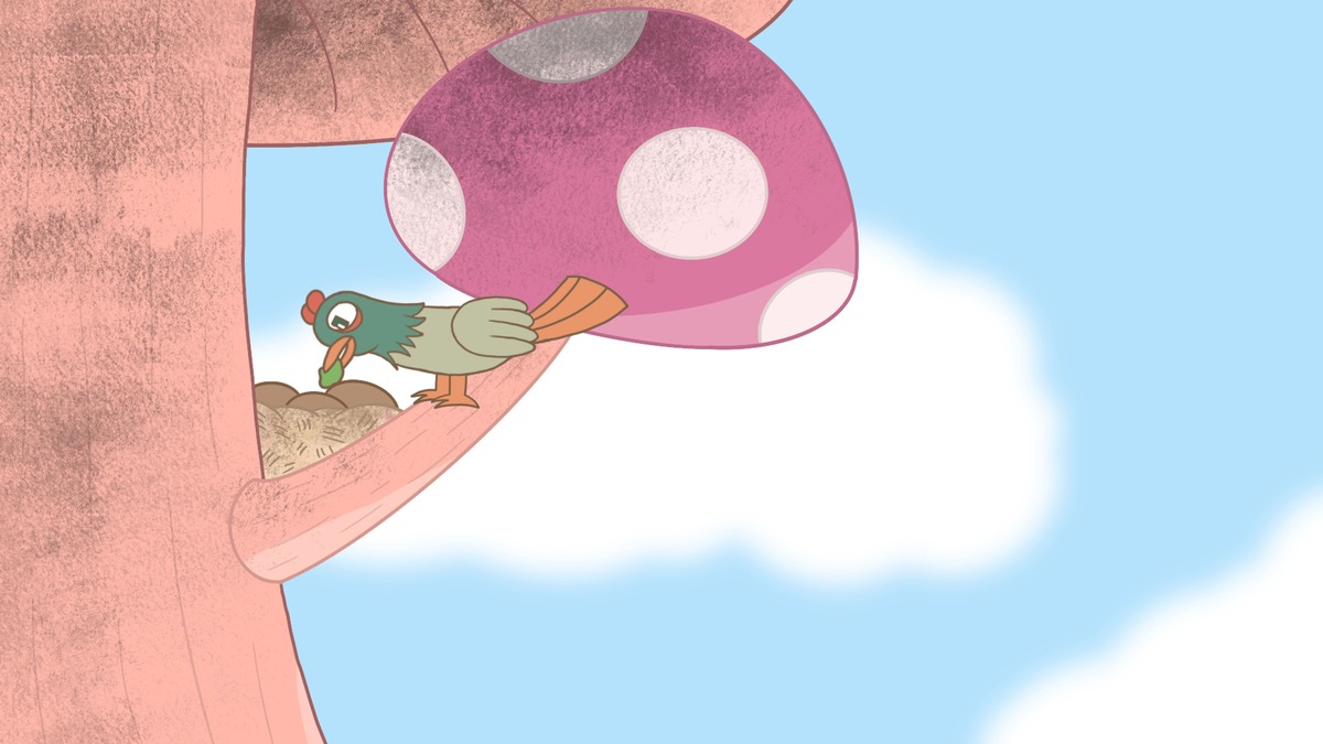 The bird took the food given to it by the old man back to feed its baby birds.