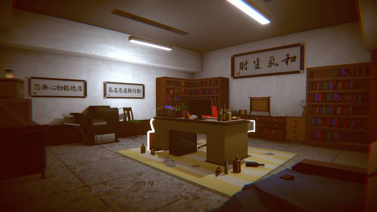 爸爸的書房展示，放置了一些書法作品