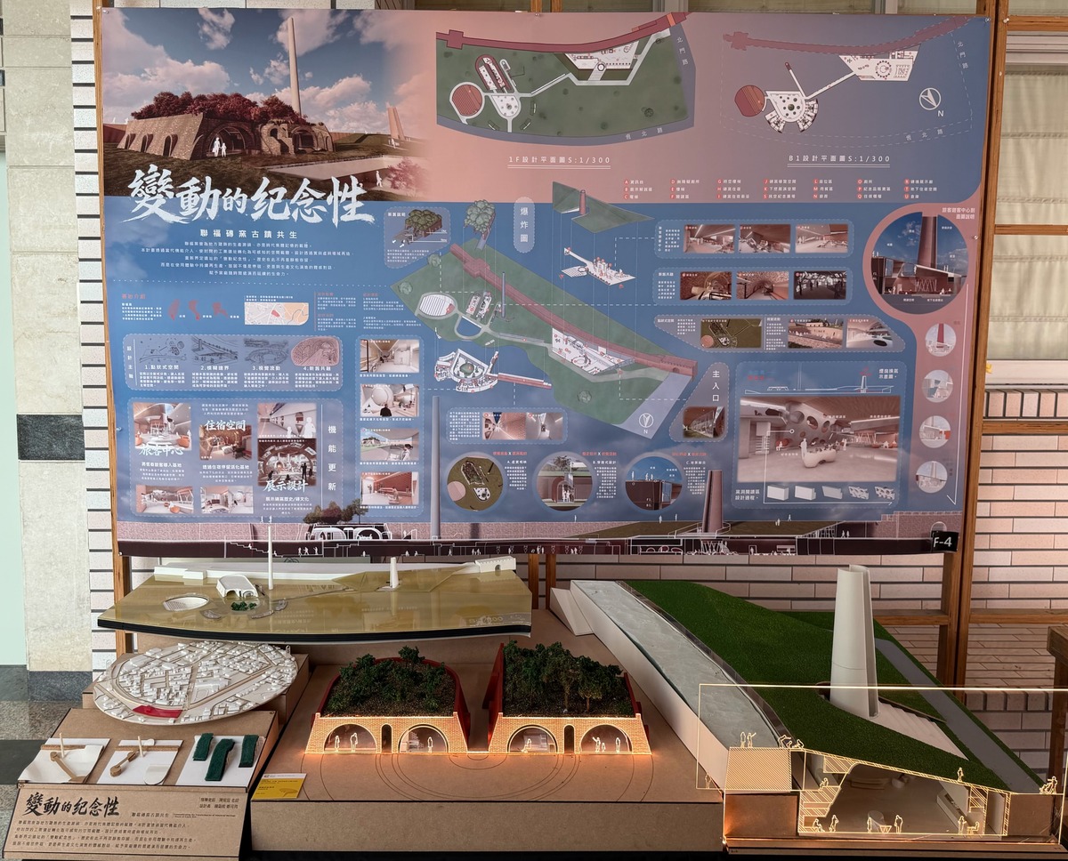 這展示了我們的主要海報以及建築模型