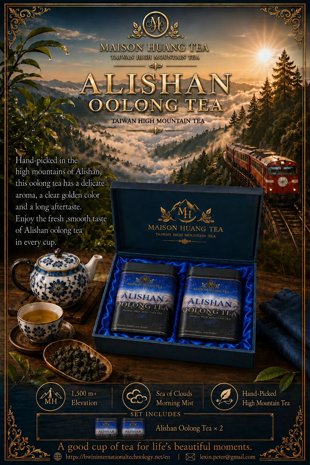 Sunrise above the clouds · Alishan Oolong tea ceremony gift set