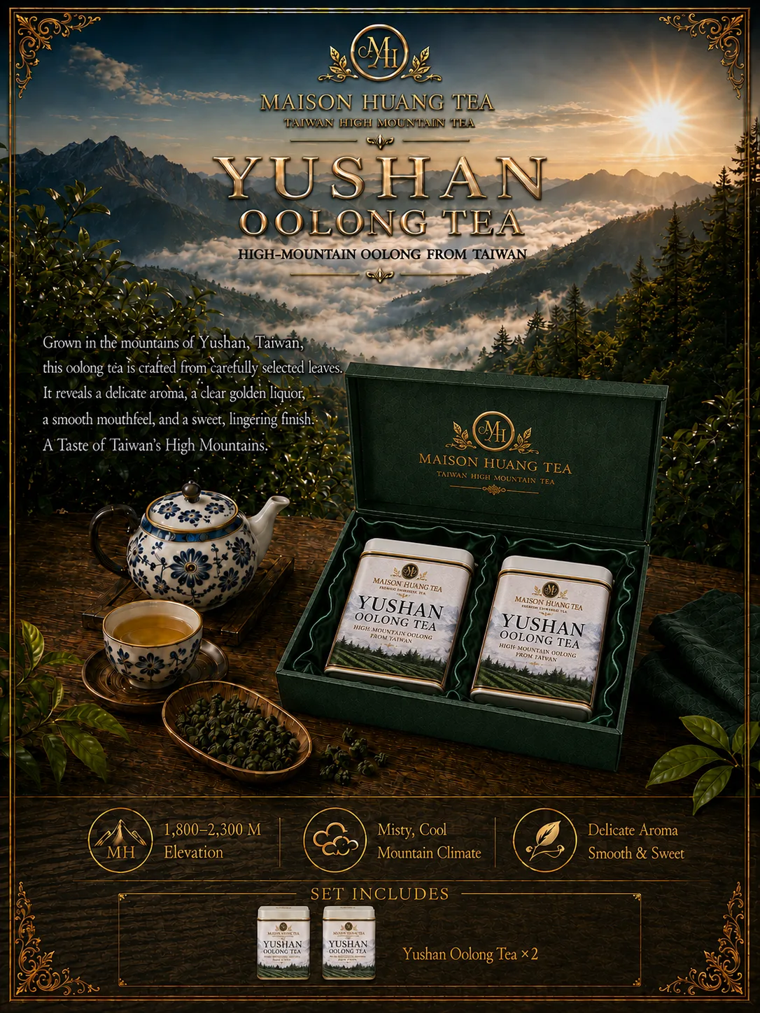 Yushan cloud reserve : Yushan Oolong tea ceremony gift set