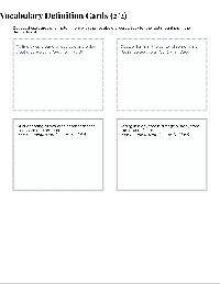 Root Word Vocabulary Cards