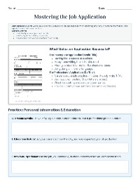 Job Application Skills