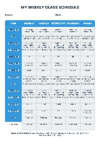 Weekly Class Schedule Planner